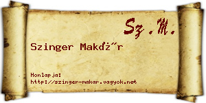 Szinger Makár névjegykártya